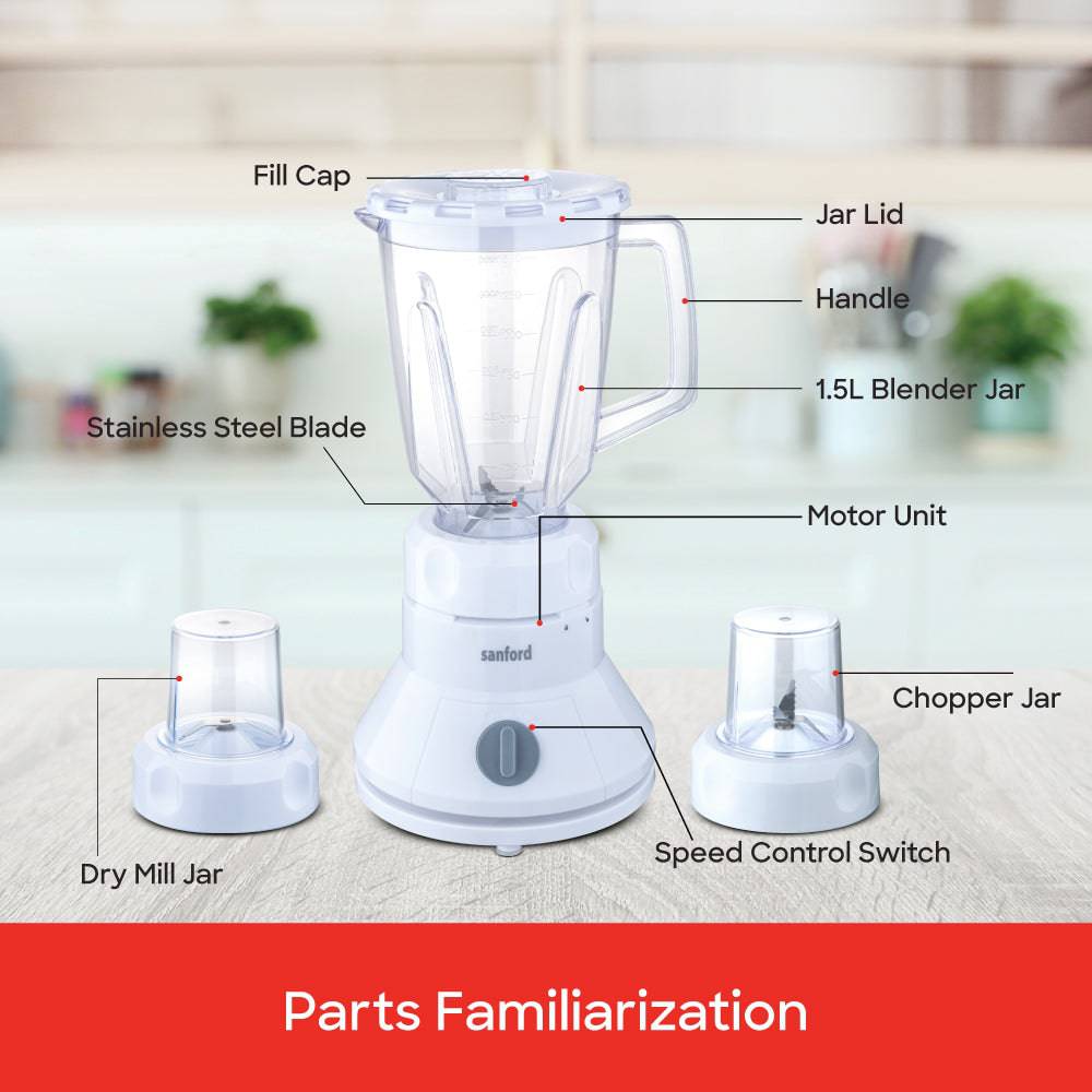 Sanford 3-in-1 Multifunctional Blender, Mincer and Mill |SF5515BR - SANFORD MIDDLE EAST DWC L.L.C